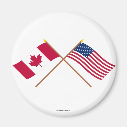Canada en de Verenigde Staten kruisten vlaggen Magneet (Voorkant)