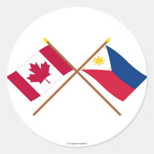 Canada en Filipijnen gekruiste vlaggen Ronde Sticker