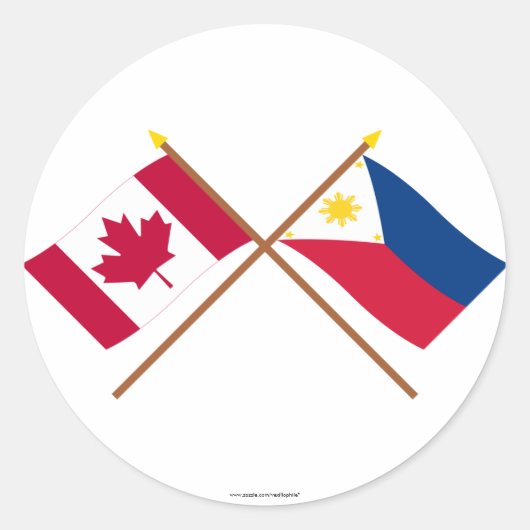 Canada en Filipijnen gekruiste vlaggen Ronde Sticker (Voorkant)