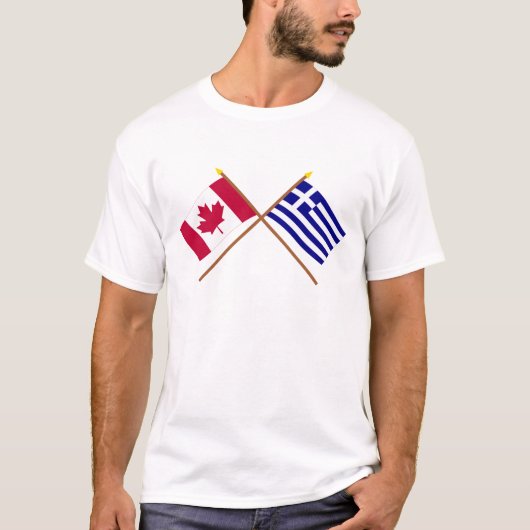 Canada en Griekenland doorkruiste vlaggen T-shirt (Voorkant)