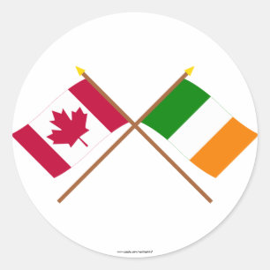 Canada en Ierland gekruiste vlaggen Ronde Sticker