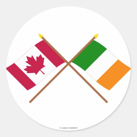 Canada en Ierland gekruiste vlaggen Ronde Sticker (Voorkant)