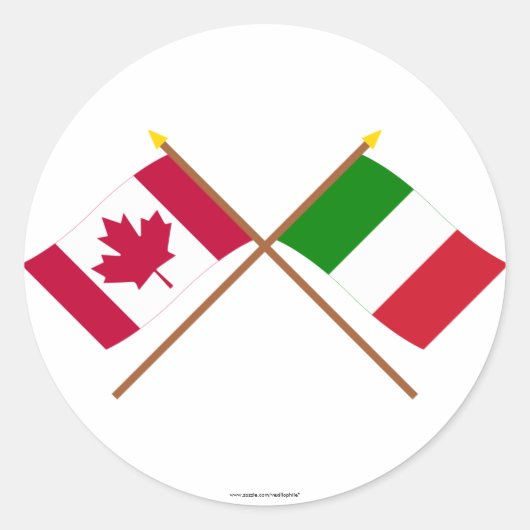Canada en Italië gekruiste vlaggen Ronde Sticker (Voorkant)