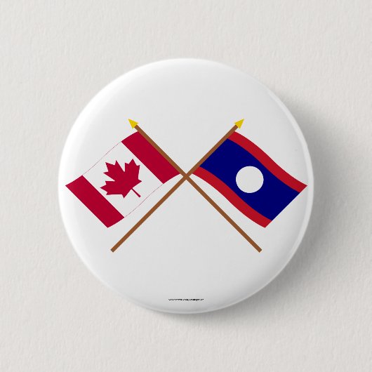 Canada en Laos Crossed Flags Ronde Button 5,7 Cm (Voorkant)