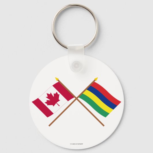 Canada en Mauritius Crossed Flags Sleutelhanger (Voorkant)