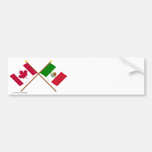 Canada en Mexico gekruiste vlaggen Bumpersticker (Voorkant)