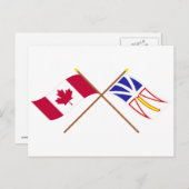 Canada en Newfoundland Crossed Flags Briefkaart (Voorkant / Achterkant)