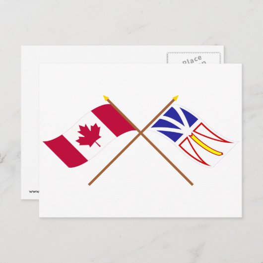 Canada en Newfoundland Crossed Flags Briefkaart (Voorkant / Achterkant)