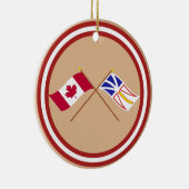 Canada en Newfoundland Crossed Flags Keramisch Ornament (Rechts)