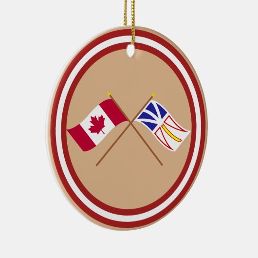 Canada en Newfoundland Crossed Flags Keramisch Ornament (Rechts)