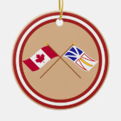 Canada en Newfoundland Crossed Flags Keramisch Ornament (Voorkant)