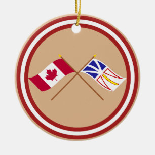 Canada en Newfoundland Crossed Flags Keramisch Ornament