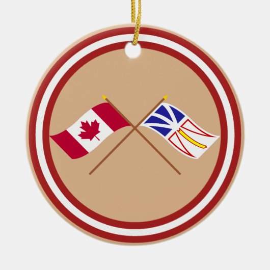 Canada en Newfoundland Crossed Flags Keramisch Ornament (Voorkant)