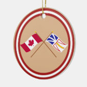 Canada en Newfoundland Crossed Flags Keramisch Ornament (Links)