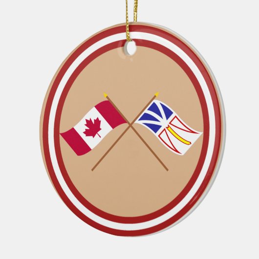 Canada en Newfoundland Crossed Flags Keramisch Ornament (Links)
