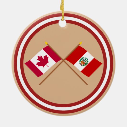 Canada en Peru Crossed Flags Keramisch Ornament (Achterkant)