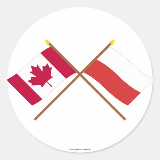 Canada en Polen gekruiste vlaggen Ronde Sticker (Voorkant)