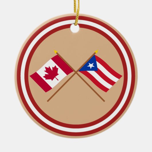 Canada en Puerto Rico Crossed Flags Keramisch Ornament (Voorkant)