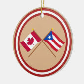 Canada en Puerto Rico Crossed Flags Keramisch Ornament (Links)