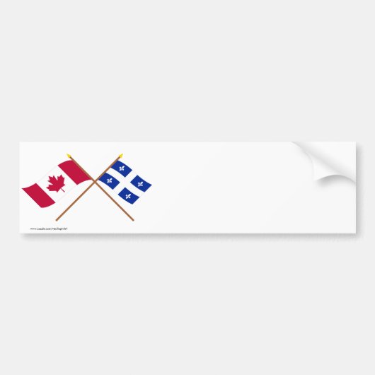 Canada en Quebec Crossed Flags Bumpersticker (Voorkant)