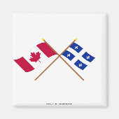 Canada en Quebec Crossed Flags Magneet (Voorkant)