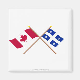 Canada en Quebec Crossed Flags Magneet