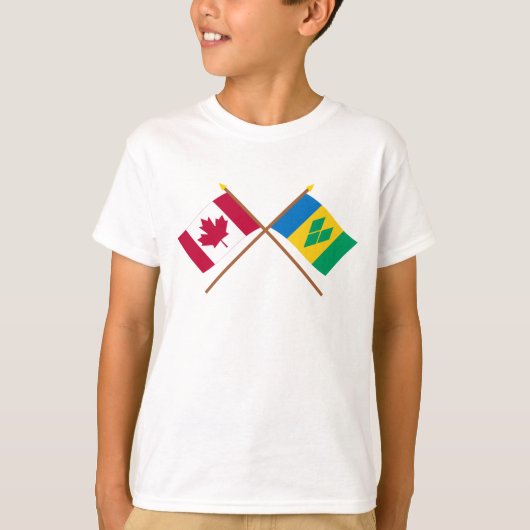 Canada en Saint Vincent Crossed Flags T-shirt (Voorkant)