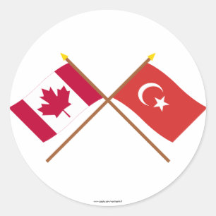 Canada en Turkije gekruiste vlaggen Ronde Sticker