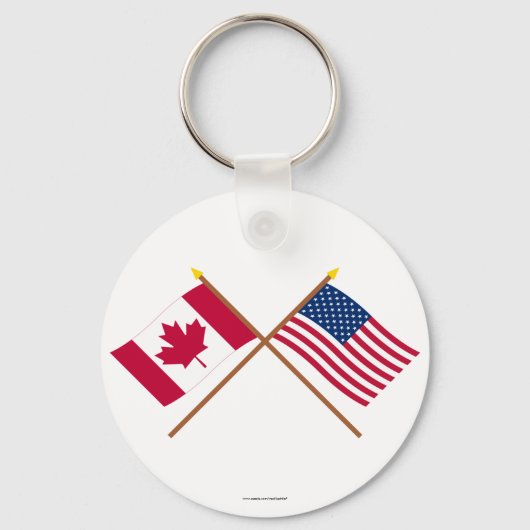 Canada en Verenigde Staten Gekruiste Vlaggen Sleutelhanger (Voorkant)