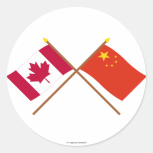 Canada en Volksrepubliek China gekruiste vlag Ronde Sticker