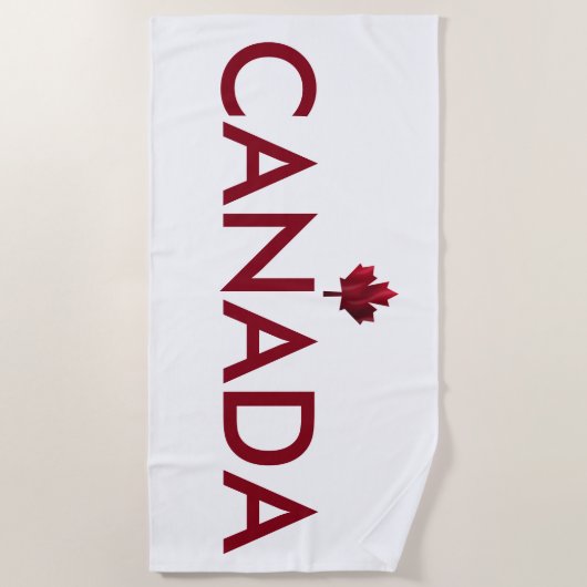 Canada en Wavy Red Maple Leaf Strandlaken (Voorkant)
