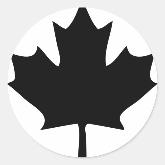 canada esdoorn blad icoon zwart ronde sticker (Voorkant)