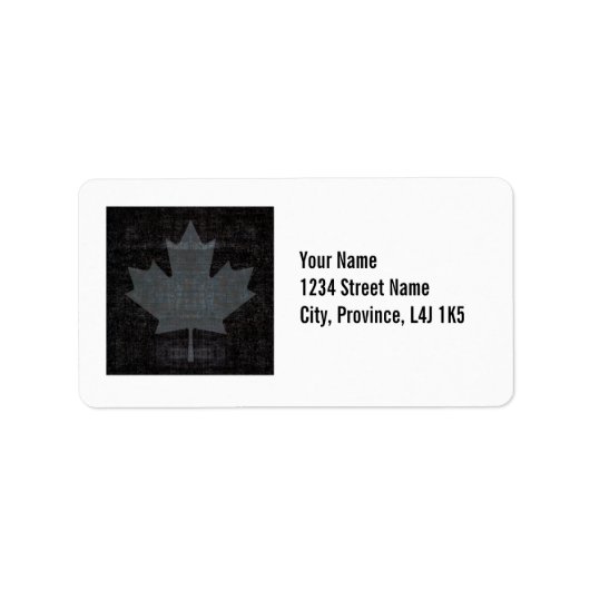 Canada esdoorn blad vlag grijs en zwart ontwerp etiket (Voorkant)