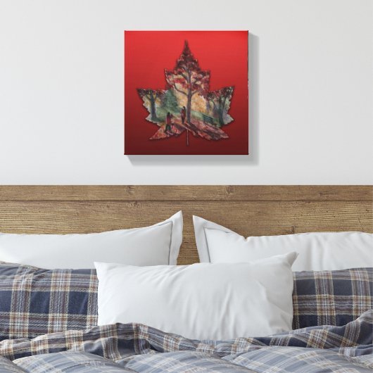 Canada Esdoornblad Kunst Prints - Canvas (Insitu (Slaapkamer))