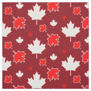 Canada Esdoornblad met Harten op Robijnrood Stof