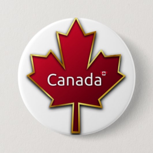 Canada Esdoornblad Ronde Button 7,6 Cm (Voorkant)
