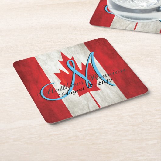 Canada Familie Reünie Vlag Monogram Kartonnen Onderzetters (Schuin)