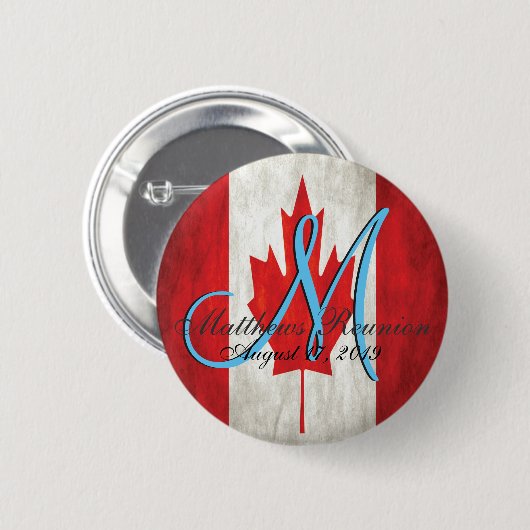 Canada Family Reunion Monogram Ronde Button 5,7 Cm (Voorkant /achterkant)