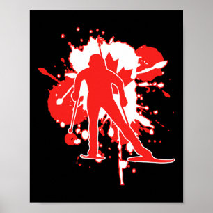 Canada Flag Biathlonist - Canadese Biathlon Poster