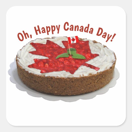 Canada Flag Cake Maple Leaf Vierkante Sticker (Voorkant)