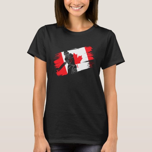 Canada Flag Canada Cricket Fan Player Coach Umpire T-shirt (Voorkant)