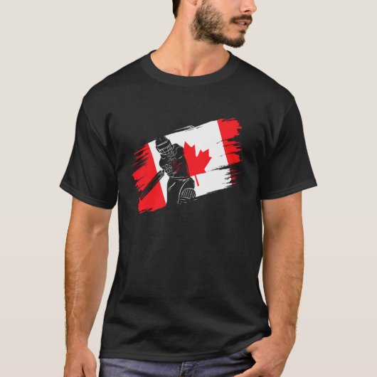 Canada Flag Canada Cricket Fan Player Coach Umpire T-shirt (Voorkant)