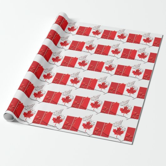 CANADA FLAG | Canadese kaart | Maple Leaf Cadeaupapier (Uitgerold)
