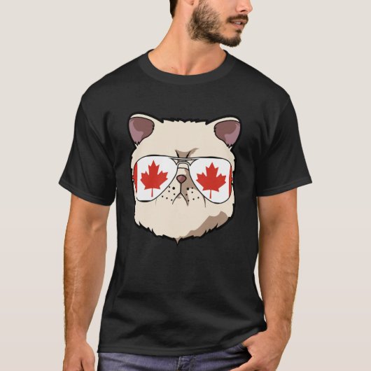 Canada Flag Canadian Exotic Shorthaire Cat Sunglas T-shirt (Voorkant)