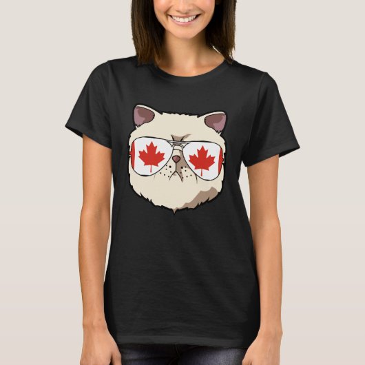 Canada Flag Canadian Exotic Shorthaire Cat Sunglas T-shirt (Voorkant)