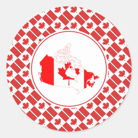 CANADA FLAG Canadian Map Stylish Patriotic Ronde Sticker (Voorkant)