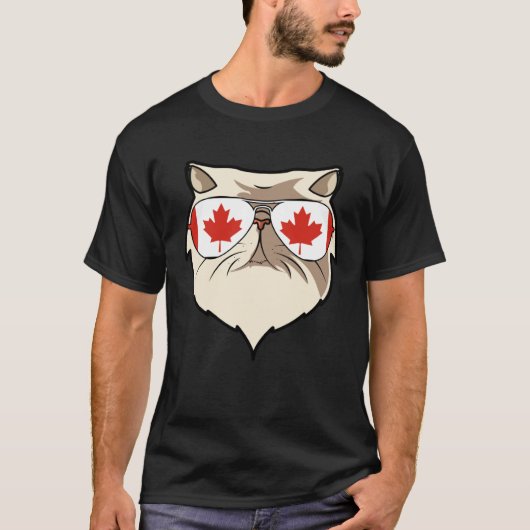 Canada Flag Canadian Persian Cat Sunglasses T-shirt (Voorkant)