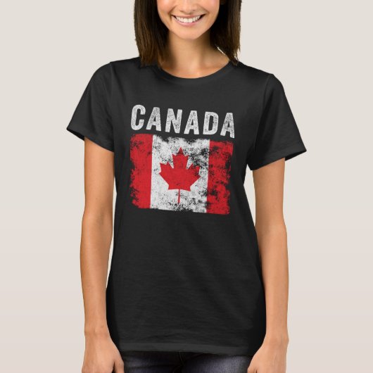 Canada Flag Distressed Men Women Kids Canadian F T-shirt (Voorkant)