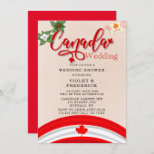 Canada Flag en Florals Wedding Shower Kaart (Voorkant / Achterkant)