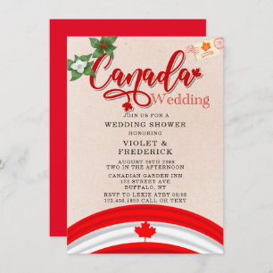 Canada Flag en Florals Wedding Shower Kaart